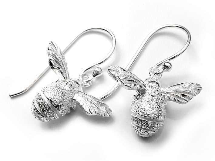 Silver Earrings - Bee