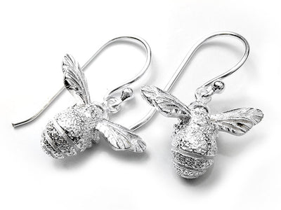 Silver Earrings - Bee