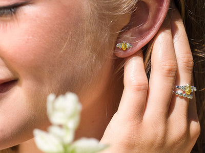 Silver Earrings - Bee Studs