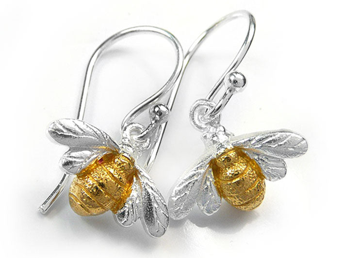 Silver Earrings - Bee Drop