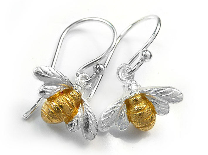Silver Earrings - Bee Drop