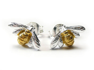 Silver Earrings - Bee Studs