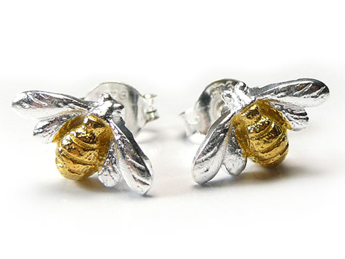 Silver Earrings - Bee Studs