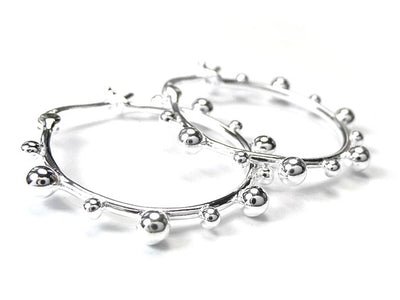 Silver Earrings - Bobble Hoops