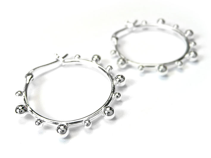 Silver Earrings - Bobble Hoops