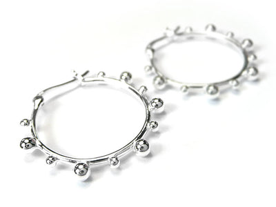 Silver Earrings - Bobble Hoops