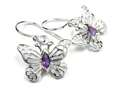 Silver Earrings - Butterfly Amethyst