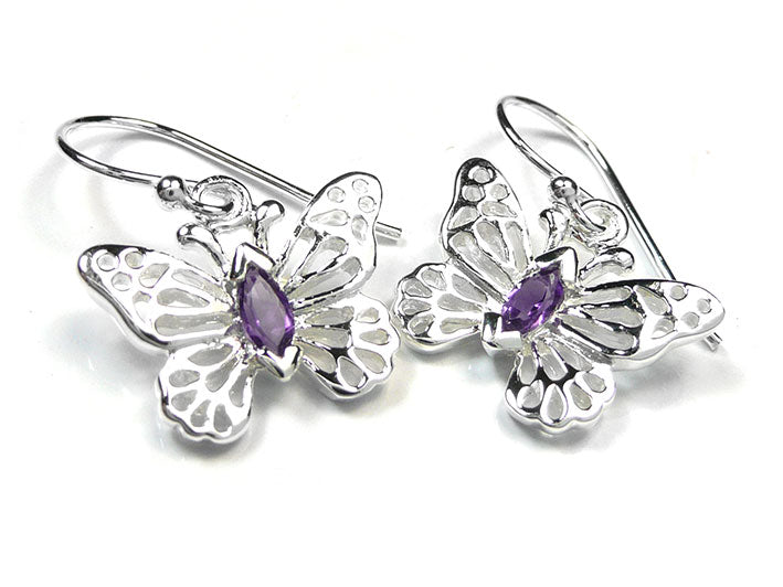 Silver Earrings - Butterfly Amethyst
