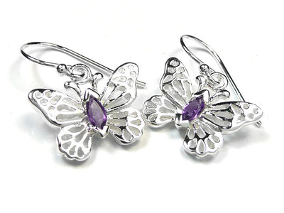 Silver Earrings - Butterfly Amethyst