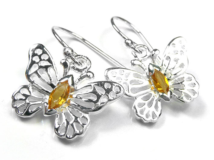 Silver Earrings - Butterfly Citrine