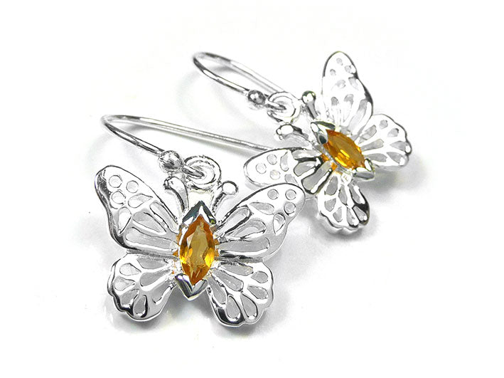 Silver Earrings - Butterfly Citrine