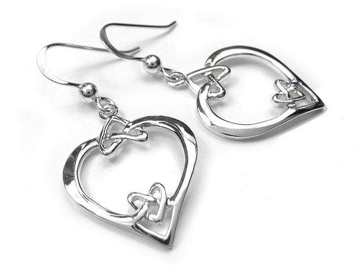 Silver Earrings - Celtic Heart Knots