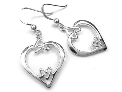 Silver Earrings - Celtic Heart Knots