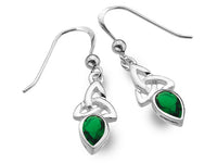 Silver Earrings - Celtic Trinity Emerald