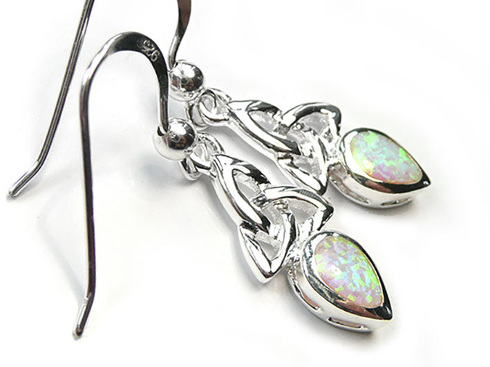 Silver Earrings - Celtic Trinity Opal