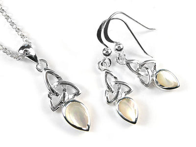 Silver Earrings - Celtic Trinity Pearl