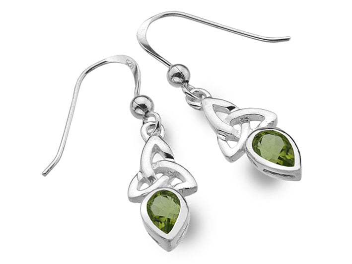 Silver Earrings - Celtic Trinity Peridot