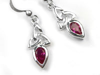 Silver Earrings - Celtic Trinity Ruby