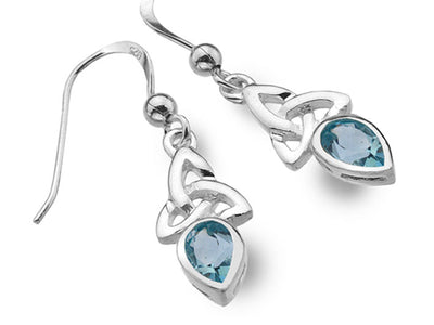 Silver Earrings - Celtic Trinity Topaz