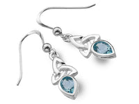 Silver Earrings - Celtic Trinity Topaz