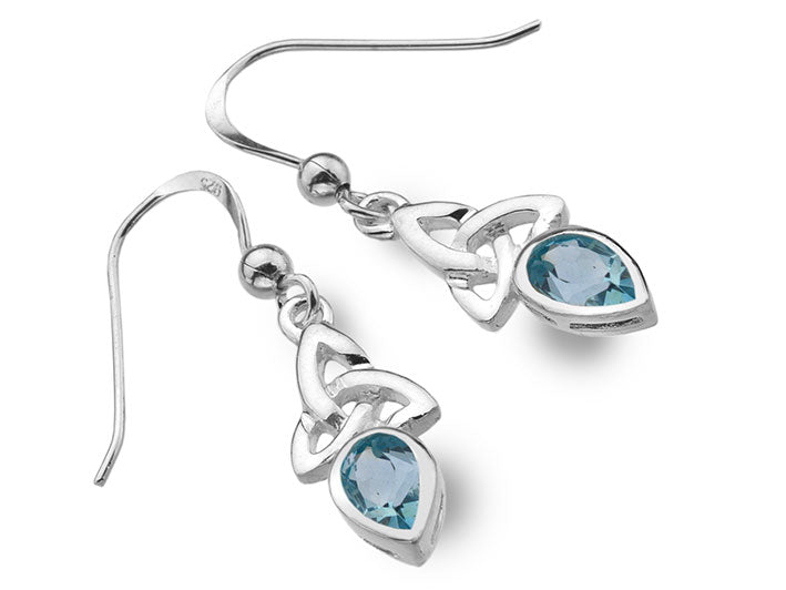 Silver Earrings - Celtic Trinity Topaz