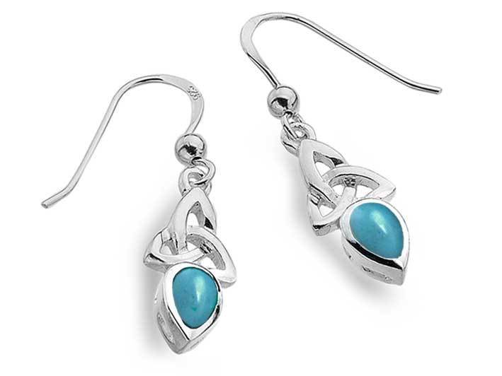 Silver Earrings - Celtic Trinity Turquoise
