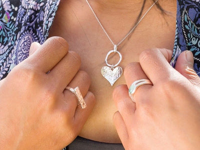 Silver Pendant - Circle and Heart