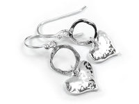 Silver Earrings - Circle and Heart