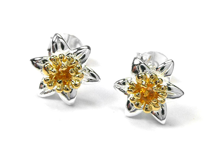 Silver Earrings - Daffodils Citrine