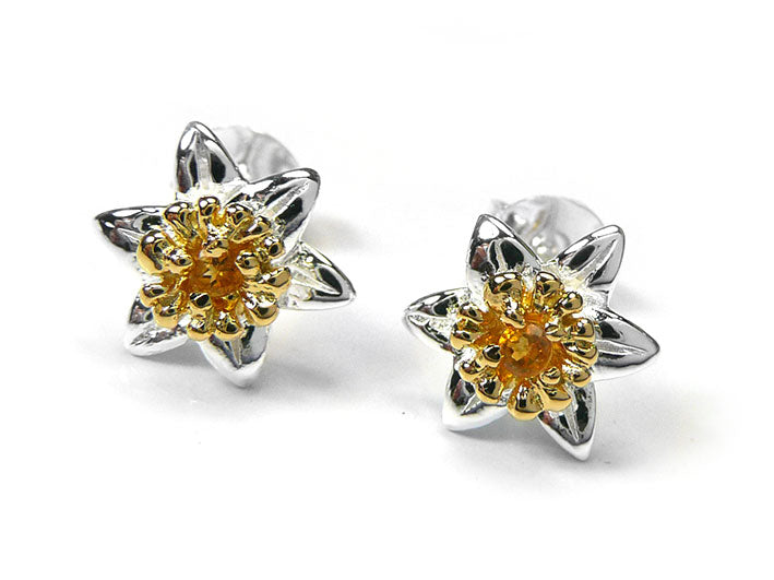 Silver Earrings - Daffodils Citrine