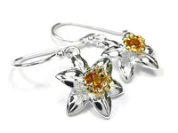 Silver Earrings - Daffodils Citrine Drop