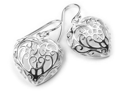 Silver Earrings - Filigree Heart