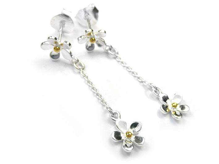 Silver Earrings - Flower Chain