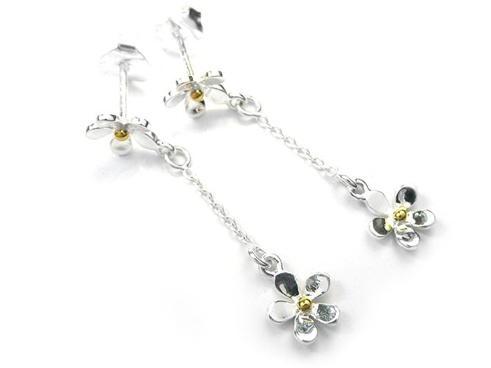 Silver Earrings - Flower Chain