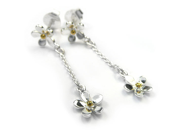 Silver Earrings - Flower Chain