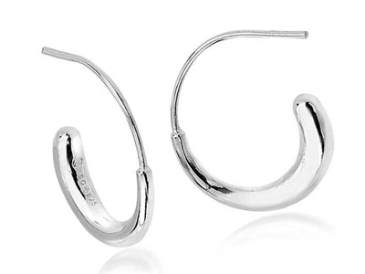 Silver Earrings - Fluid Half Hoops