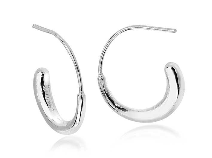 Silver Earrings - Fluid Half Hoops