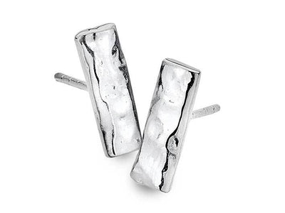 Silver Earrings - Hammered Bar