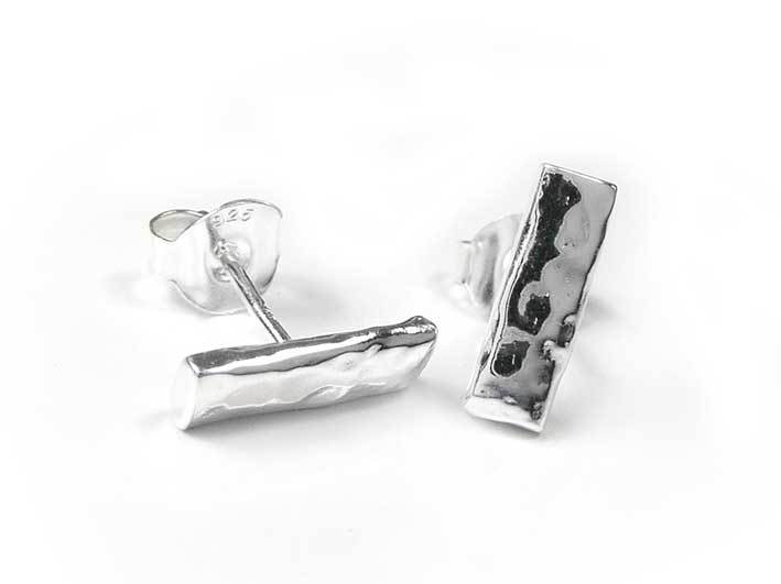 Silver Earrings - Hammered Bar