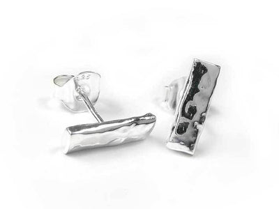 Silver Earrings - Hammered Bar
