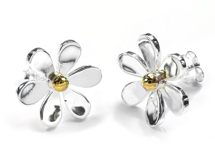 Silver Earrings - Large Flower