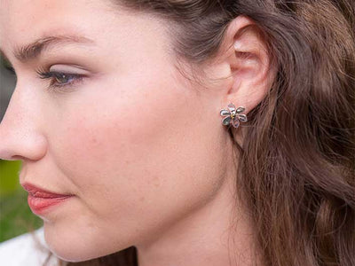Silver Earrings - Large Flower