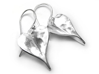 Silver Earrings - Organic Heart Drop