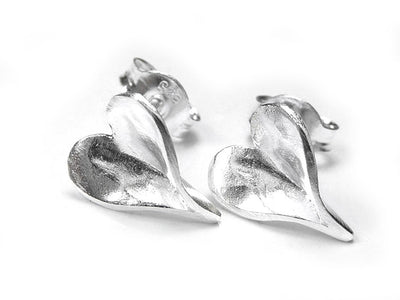 Silver Earrings - Organic Heart Studs