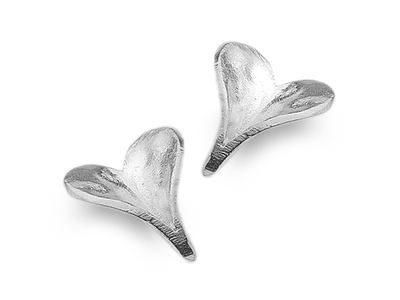Silver Earrings - Organic Heart Studs