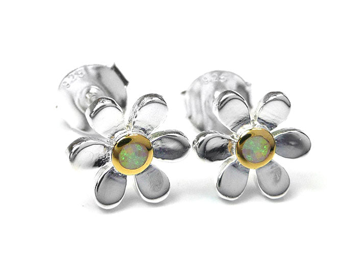 Silver Earrings - Pretty Daisy Opal