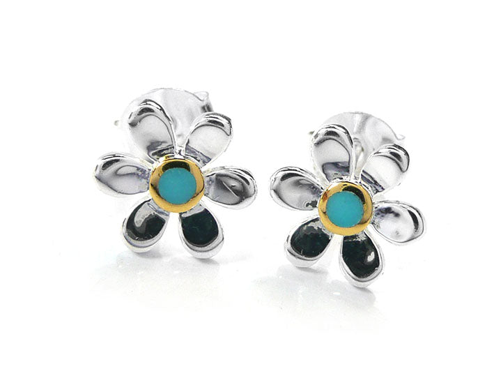 Silver Earrings - Pretty Daisy Turquoise