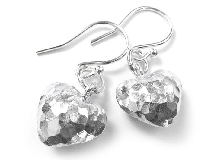 Silver Earrings - Rustic Heart