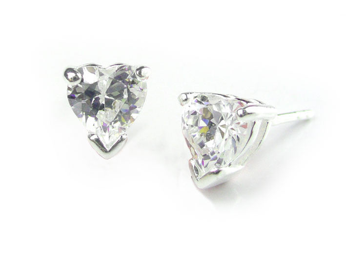 Silver Earrings - Sparkly Hearts