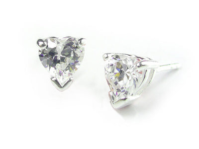 Silver Earrings - Sparkly Hearts